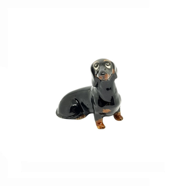 Black and Tan Dachshund Dog Figurine