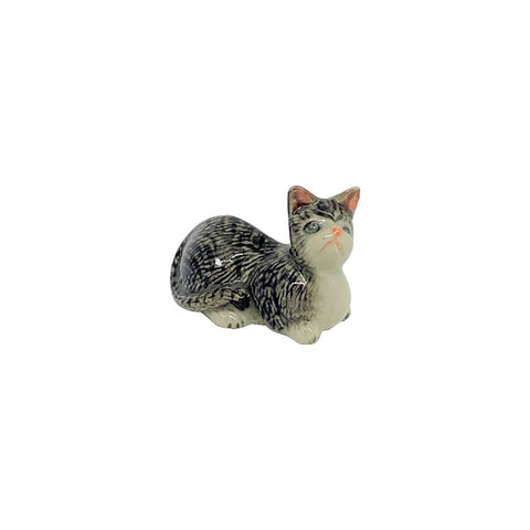 Grey/Black Sitting Cat Figurine Small