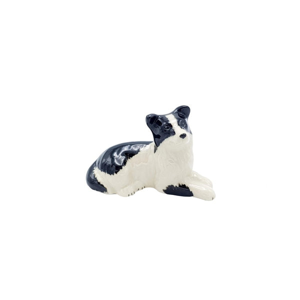Border Collie Lying Figurine Black/White