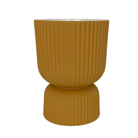 Brooklyn Pedestal Pot Mustard 15cm
