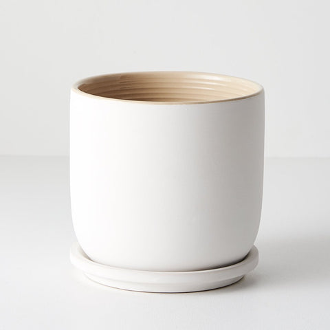 Cavo Planter Pot with Saucer 15cm White