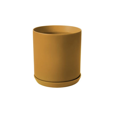 Cylinder Pot with Saucer Medium Citrine 15cm
