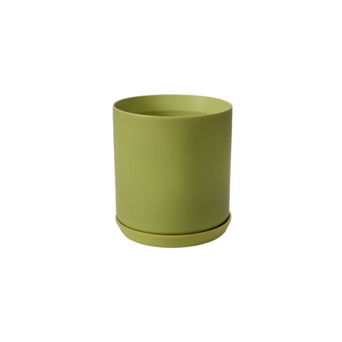 Cylinder Pot with Saucer Small Peridot 12cm