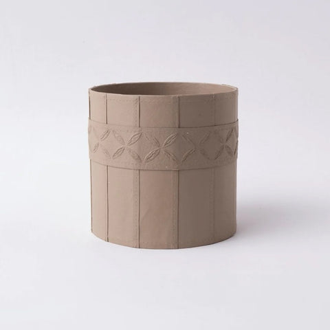 Stitched Cylinder Pot Beige 15.5cm