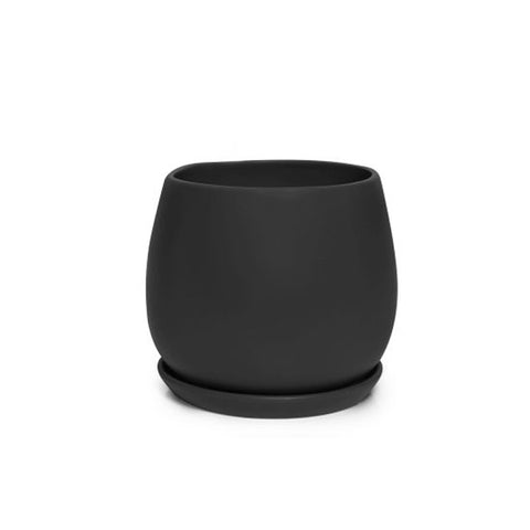 Egg Pot with Saucer Small Black 14cm