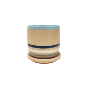 Eloise Planter Pot With Saucer Sky Sand 12cm