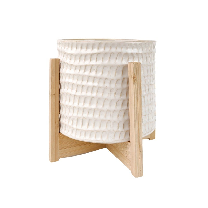 Everly Planter Pot with Stand White 17cm