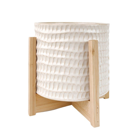 Everly Planter Pot with Stand White 21cm