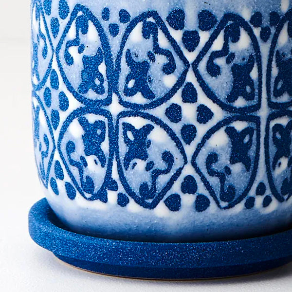 Etiana Pot with Saucer Blue White 11.5cm