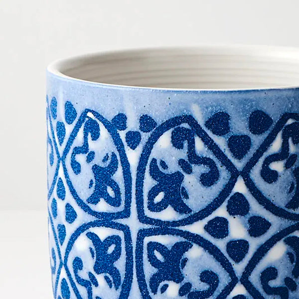 Etiana Planter Pot with Saucer Blue White 15cm