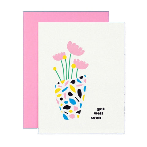 Get Well Soon Terrazzo Vase Greeting Card