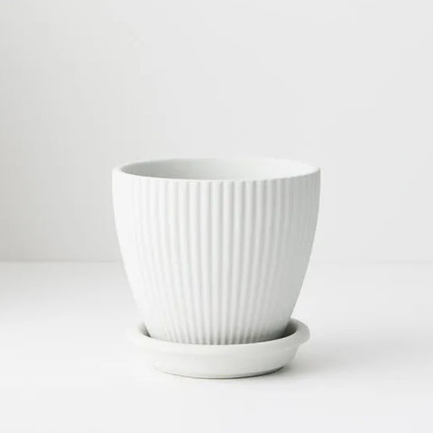 Johanna Pot with Saucer 14cm White