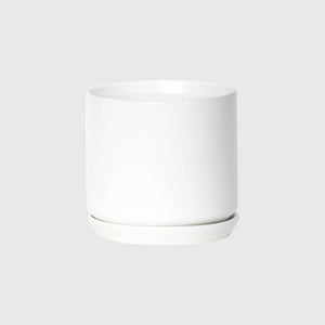 Cylinder Pot with Saucer Medium White 15cm