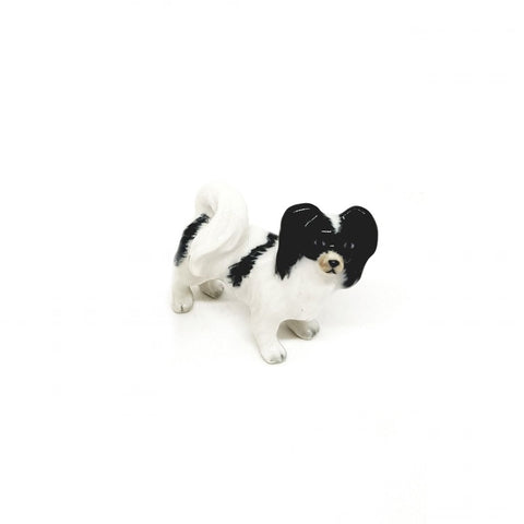 Papillon Black/White Porcelain Figurine Small