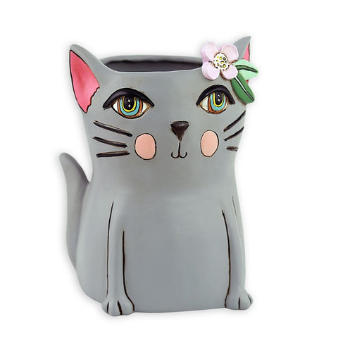 Pretty Kitty Planter Pot Grey