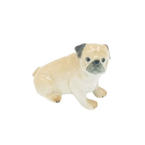 Pug Sitting Porcelain Figurine Small