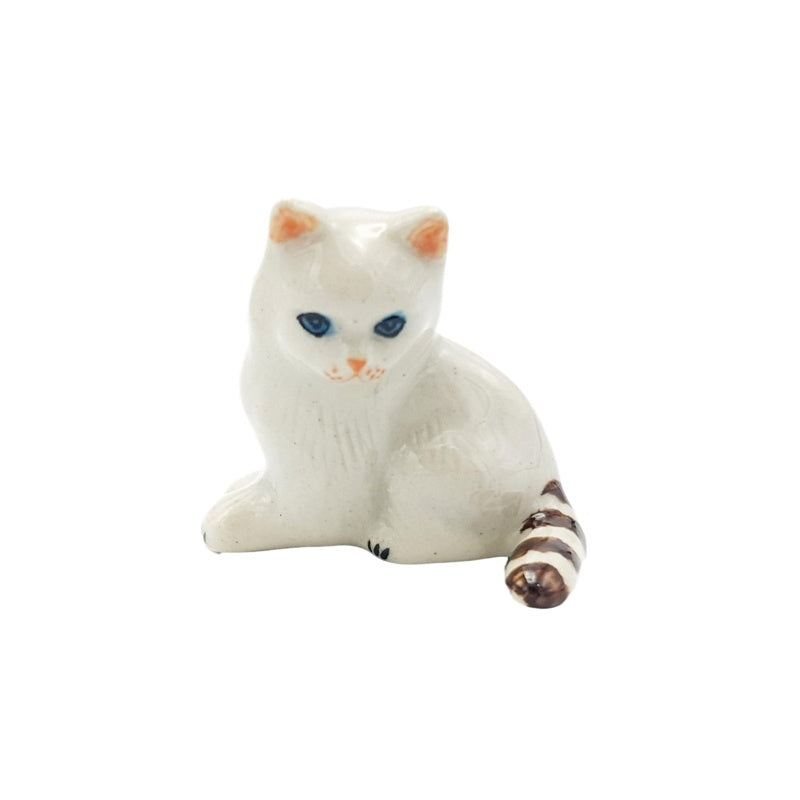 White Sitting Cat Figurine Small